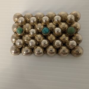Vintage Mexico Silver and Turquois Brooch